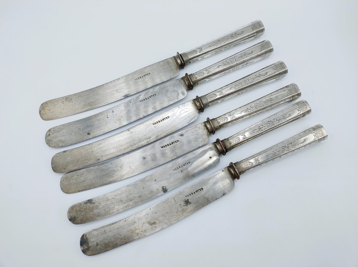 6-teiliges Set, Messer mit Silbergriffen, Deutschland, 19. Jahrhundert