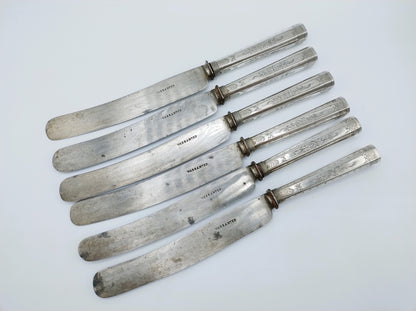 6-piece set, knives with silver handles, Germany, 19th century