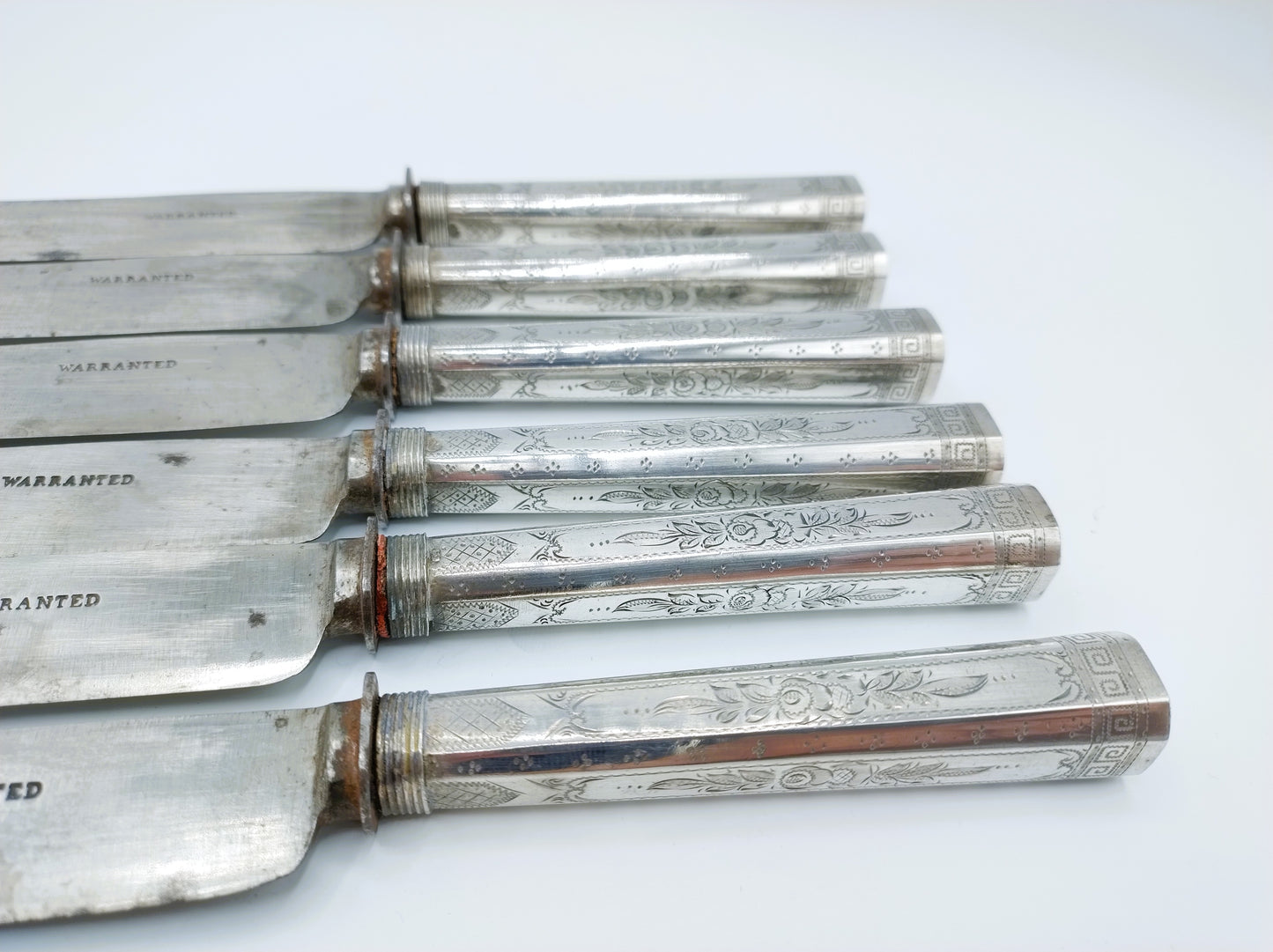 6-piece set, knives with silver handles, Germany, 19th century