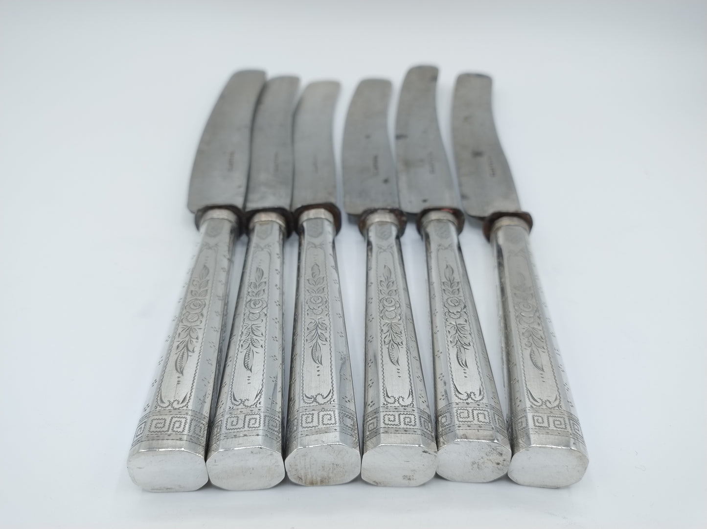 6-piece set, knives with silver handles, Germany, 19th century