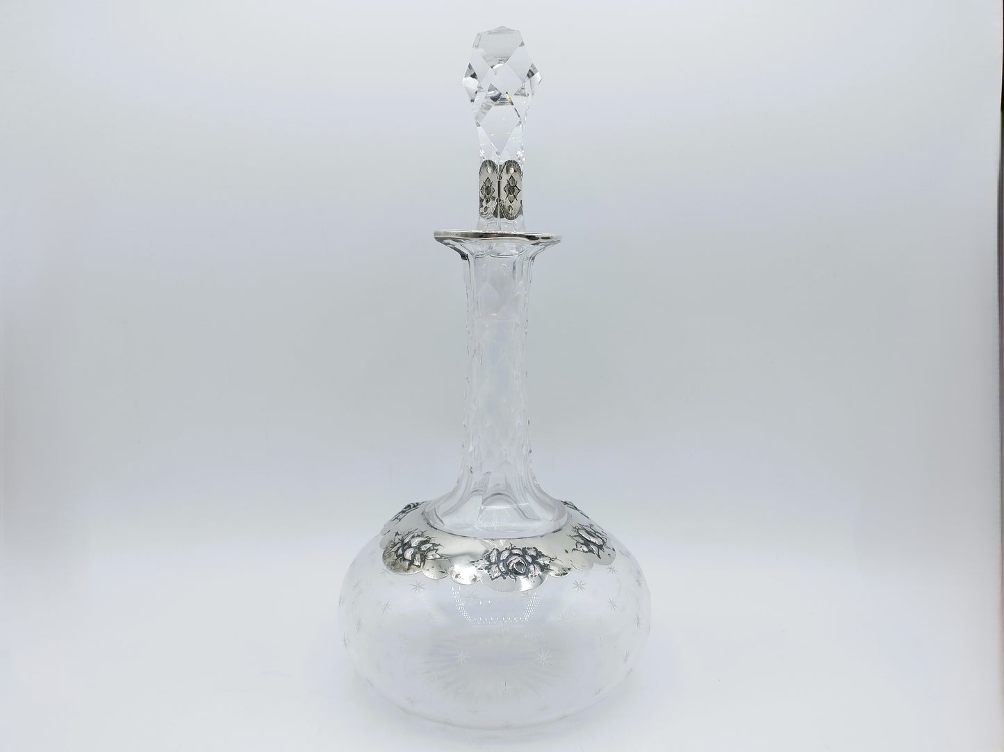 Crystal carafe with silver fittings FG de Groot, Rotterdam, ca. 1875