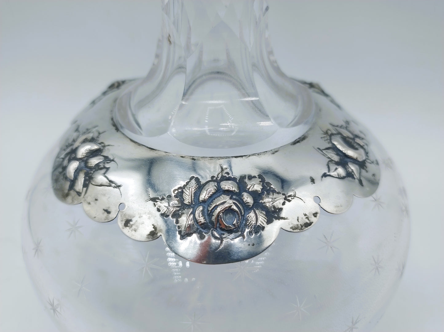 Crystal carafe with silver fittings FG de Groot, Rotterdam, ca. 1875