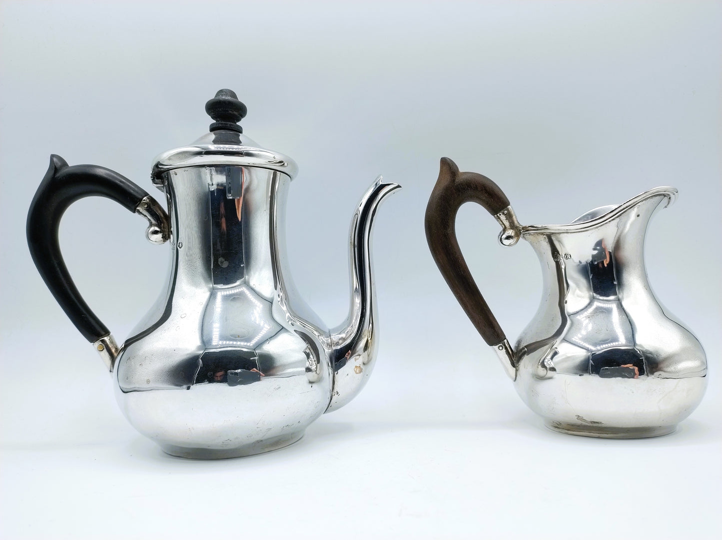 Silver teapot and cream jug, W. Rummel, Prague, 1880