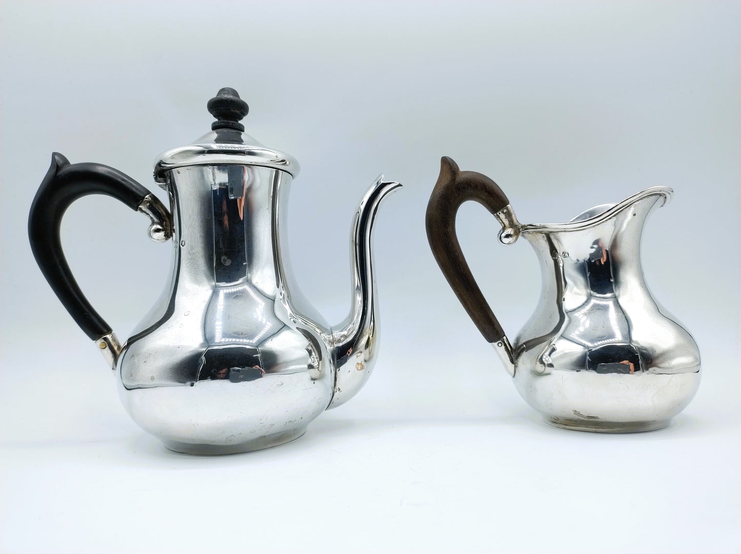 Silver teapot and cream jug, W. Rummel, Prague, 1880