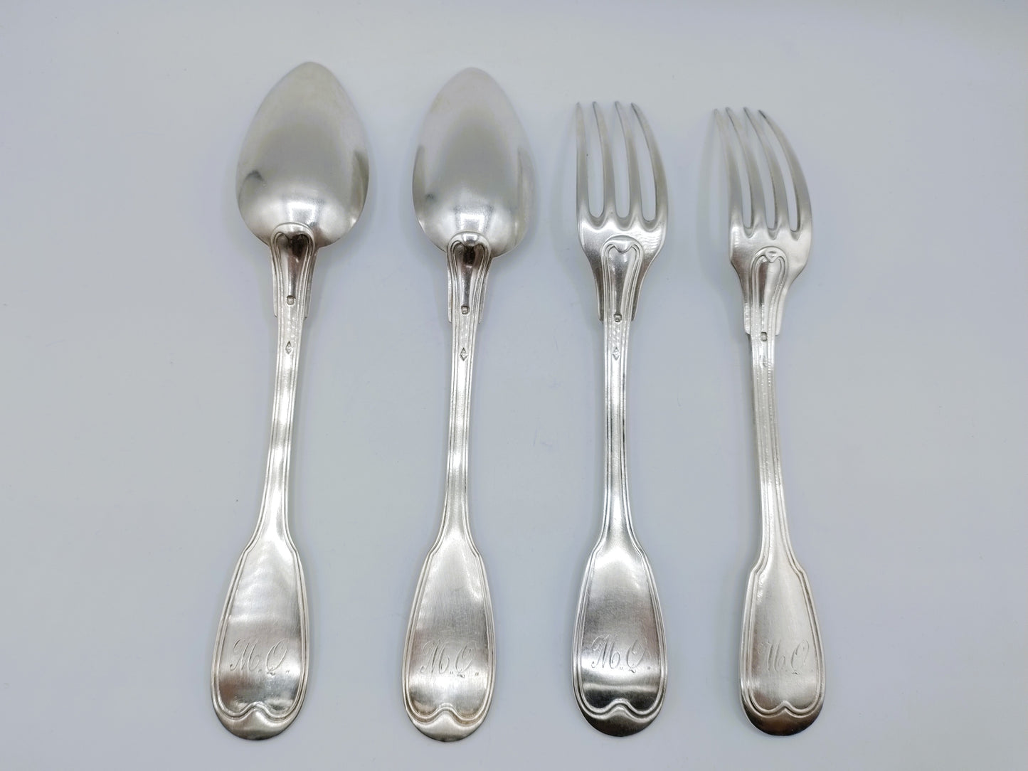 2 Silver cutlery, Maison Deniére, Paris, 1853