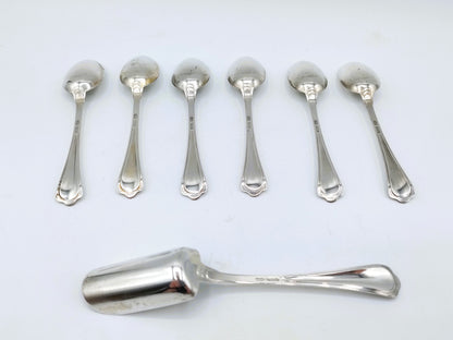 6 Silver teaspoons, and a sugar spoon, Greggio / Tencarola, 20th century