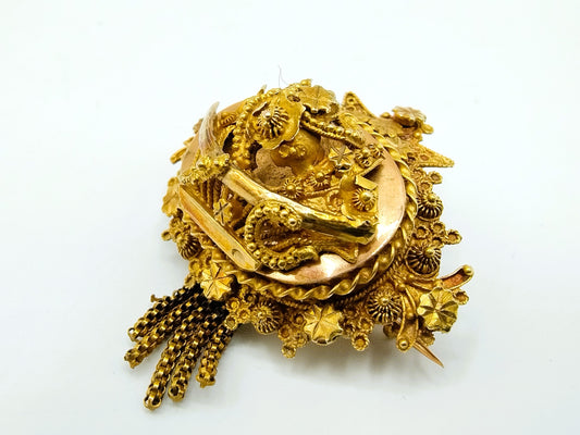 Antieke 14k gouden vierkanten broche uit periode 1853-1906 - Goldberg Antieke 14k gouden vierkanten broche uit periode 1853-1906 - Goldberg