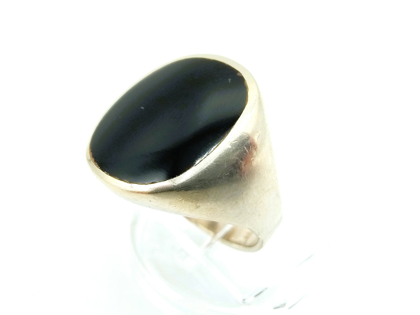 Silver signet ring with Onyx, 17.5 mm