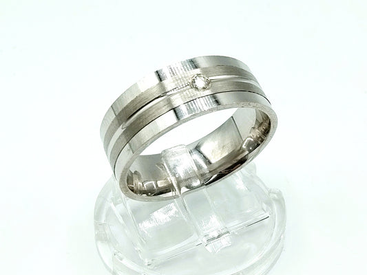 Zilveren ring met diamant, 18 mm