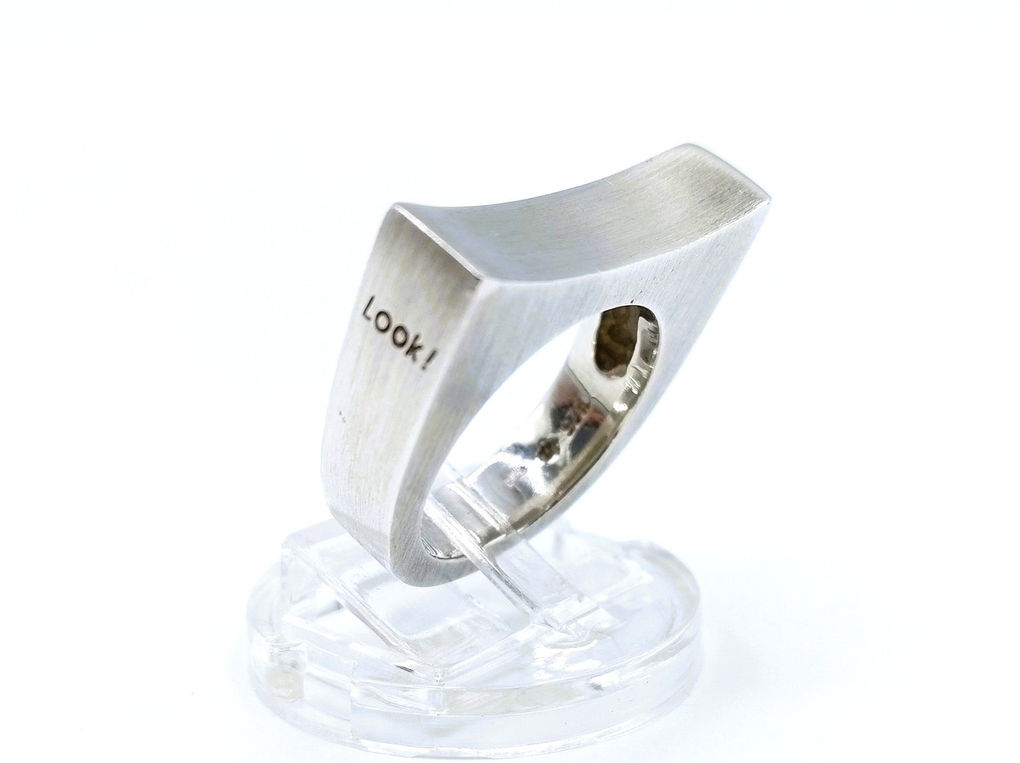 Silver unisex ring, Look!, 17.5 mm