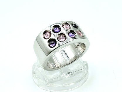 Silberner breiter Zinzi-Ring mit Zirkonias, 18 mm