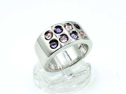 Zilveren brede Zinzi ring met zirkonia's, 18 mm