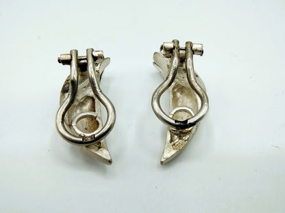 Silver design earrings, clip, 925