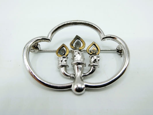 Silver brooch with candles, T. Klots, Pforzheim, Germany