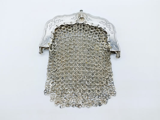 Silver purse clasp with chain mail, H. Copier, Schoonhoven, 1914