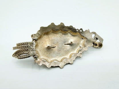 Silver (mourning) costume pendant with jet