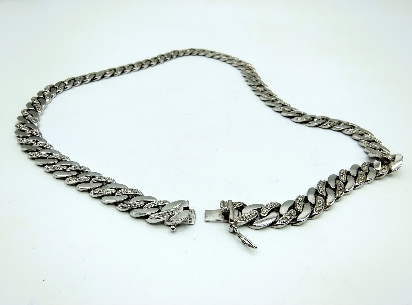 Silver link chain for men, 46 cm.