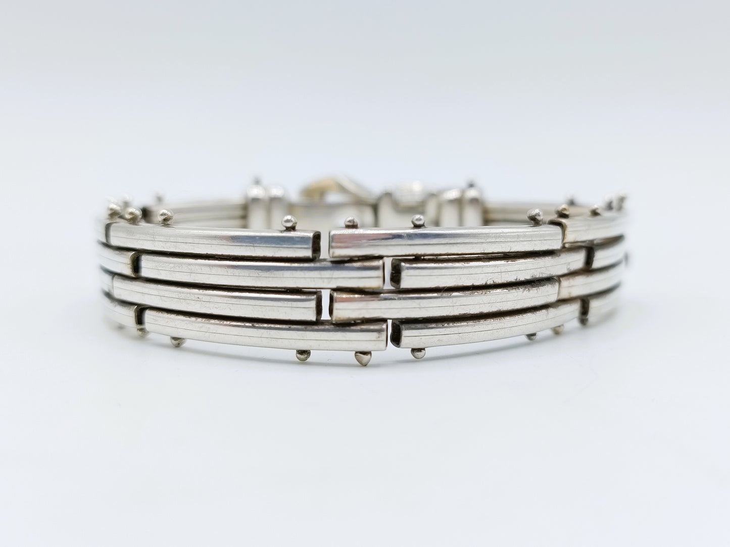 Silberarmband mit Dornschließe, 20,5 cm.