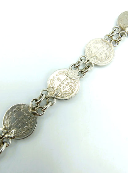 Silbernes Penny-Armband, Willem 3, 19,5 cm.