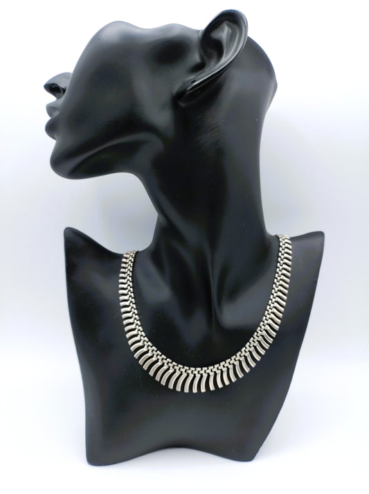 Zilveren staafjes design collier, 43 cm