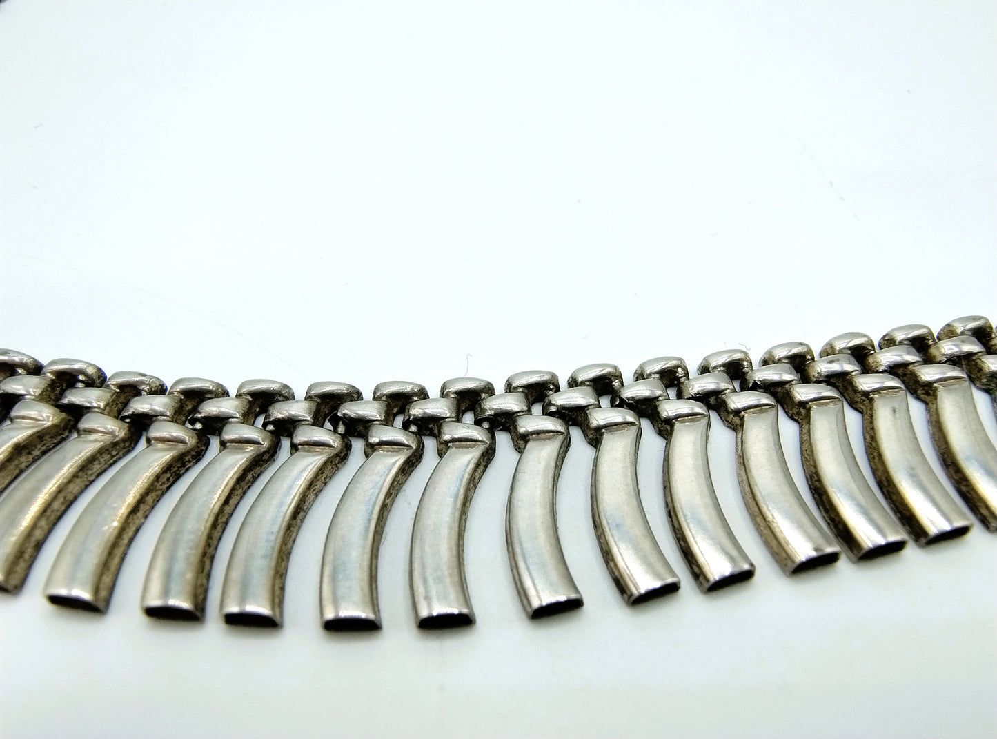 Silver bars design necklace, 43 cm