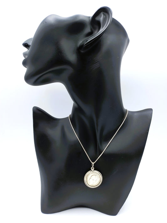 Silver gourmet chain with half gold pendant, 39 cm