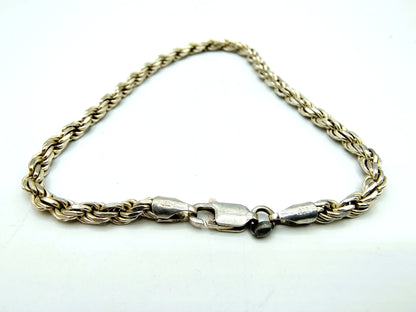 Braided silver cord bracelet, 19.5 cm