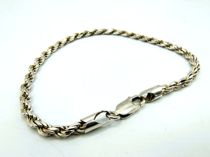 Braided silver cord bracelet, 19.5 cm