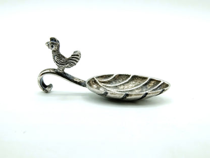 Silver miniature, cream spoon with rooster, 19th century