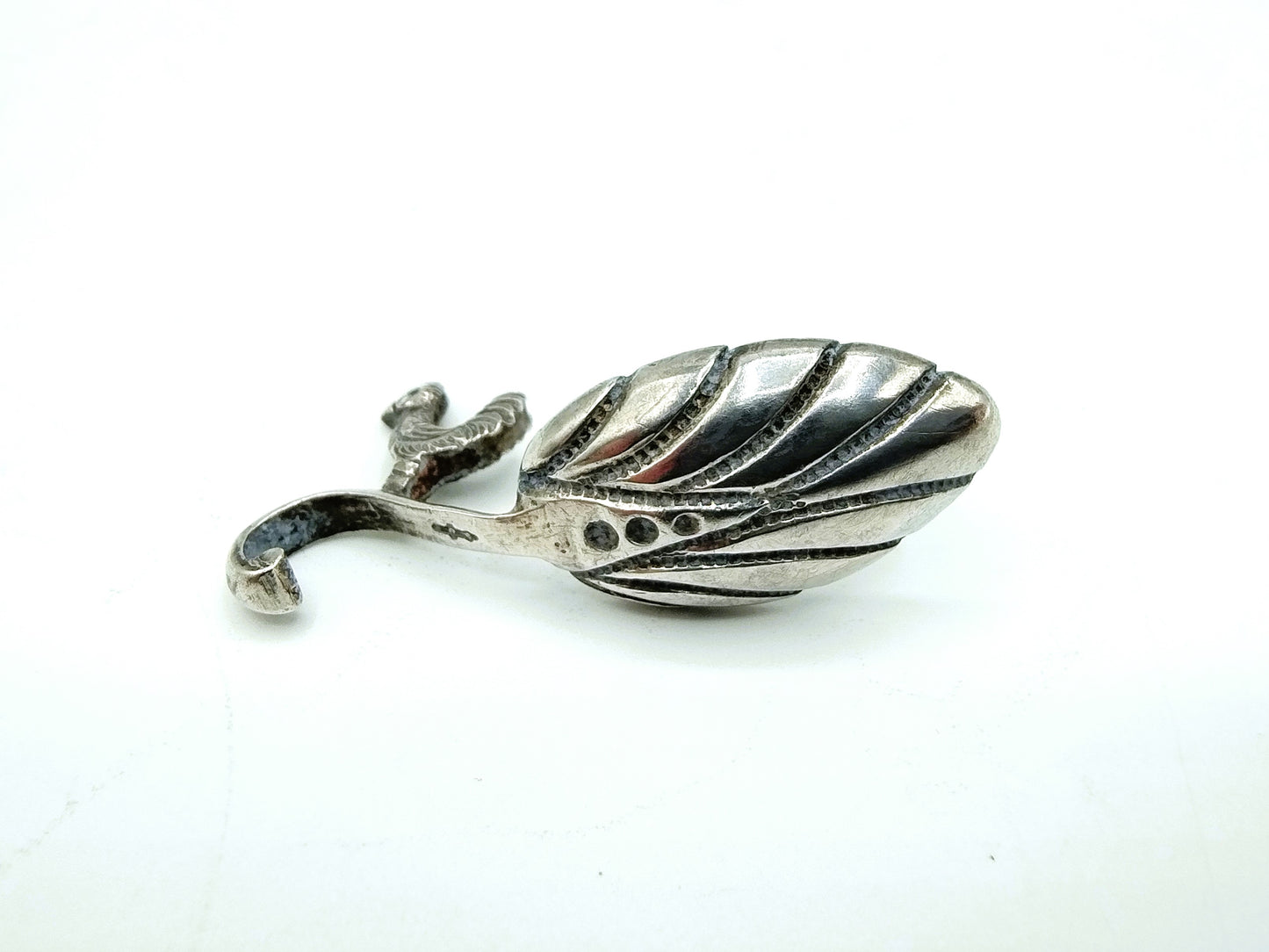 Silver miniature, cream spoon with rooster, 19th century