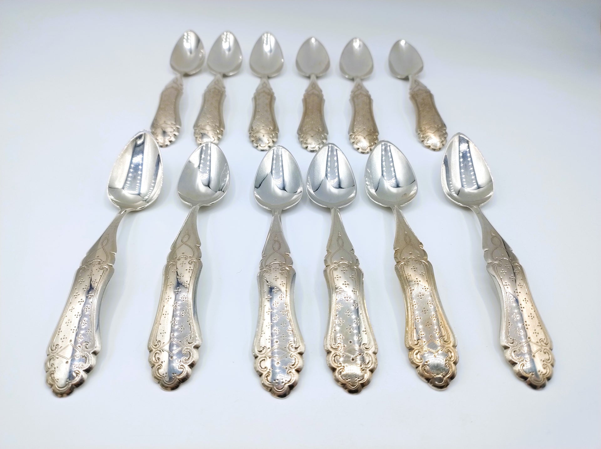 12 Zilveren theelepels, G. Kuylenburg, Schoonhoven, 1867