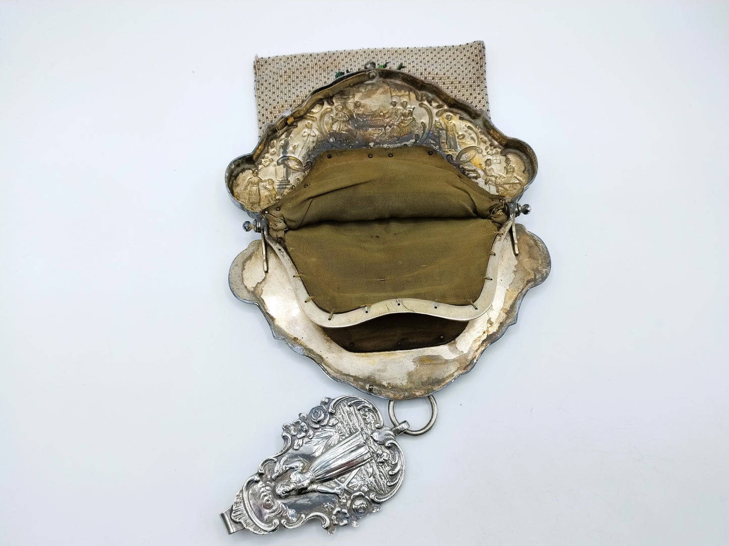 Silver purse bracket with skirt hook, G. Roth, Hanau, ca. 1900