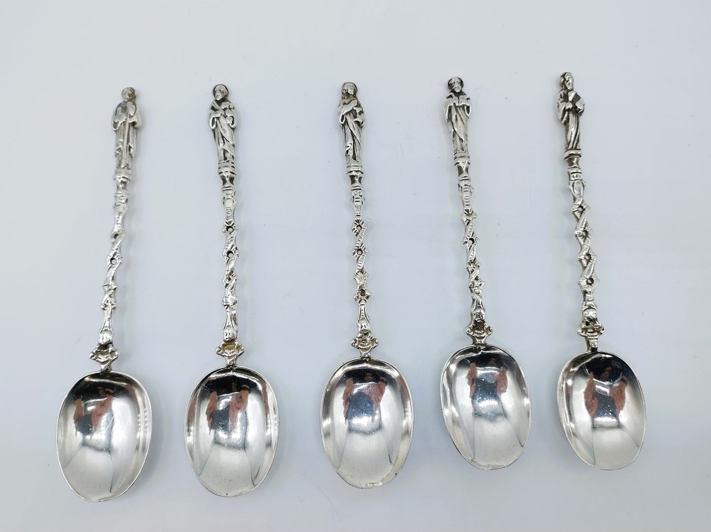 5 Silver apostle spoons, D. de Jong Wzn, Groningen, 20th century