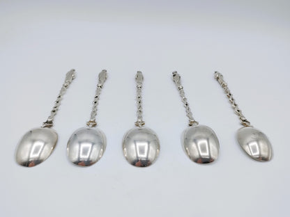 5 Silver apostle spoons, D. de Jong Wzn, Groningen, 20th century