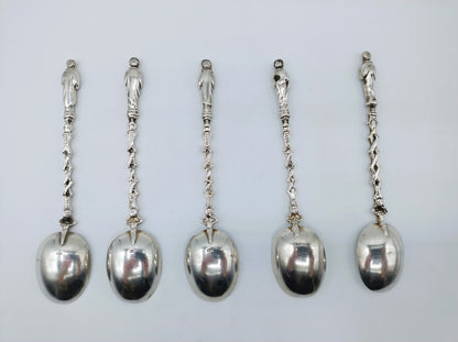 5 Silver apostle spoons, D. de Jong Wzn, Groningen, 20th century