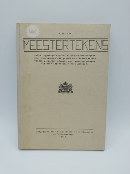 Lijst van meestertekens, ministerie van Financien, 1949