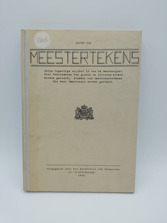 Lijst van meestertekens, ministerie van Financien, 1949