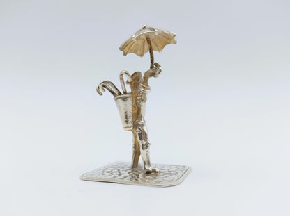 Silver miniature, umbrella seller, CB Bos, Zandvoort