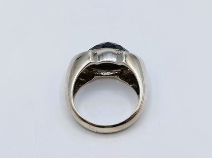 Zilveren design ring met git en zirkonia, 18 mm