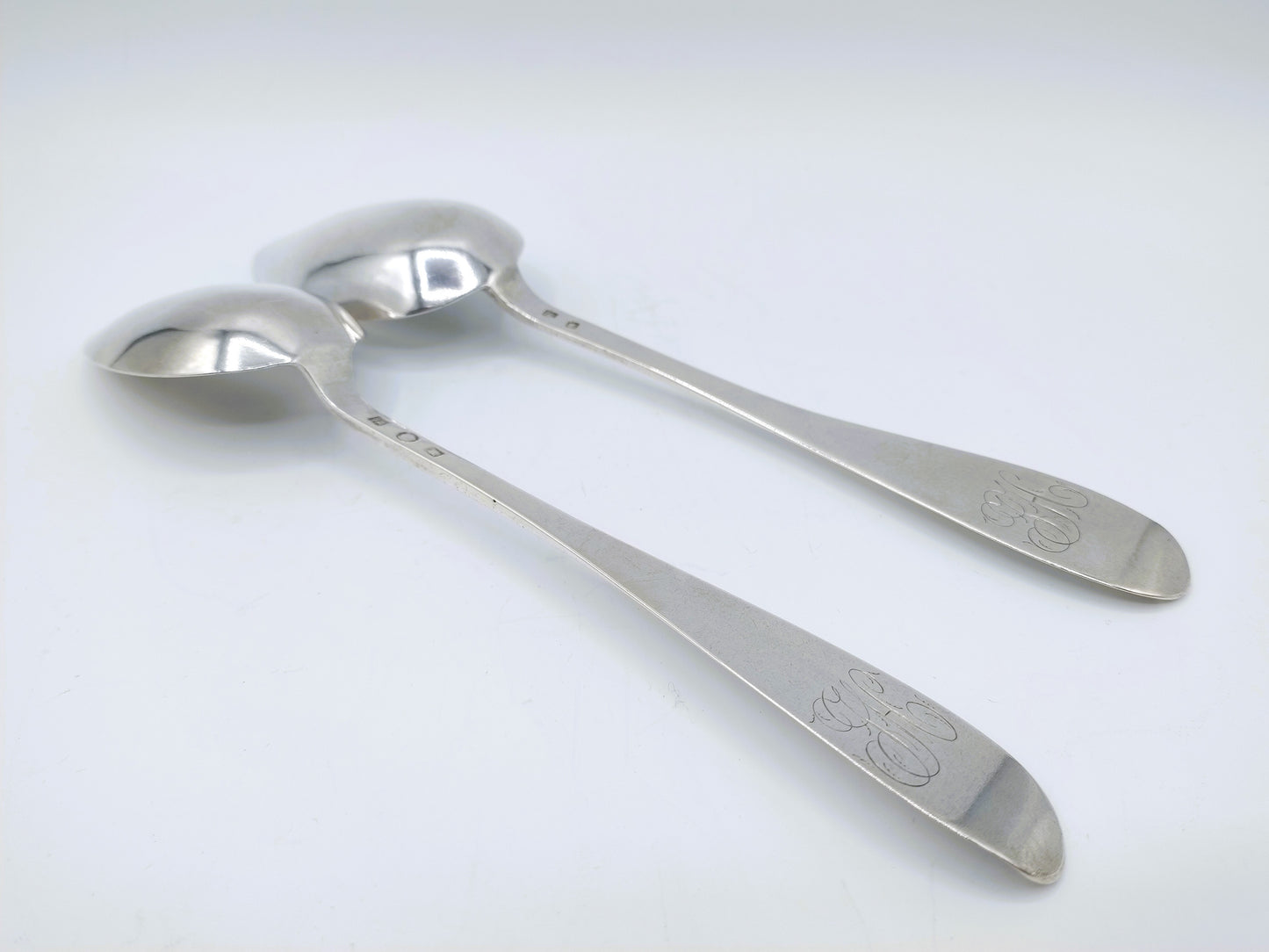 2 Silver spoons, Delheid Fréres, Brussels, Belgium, ca. 1850