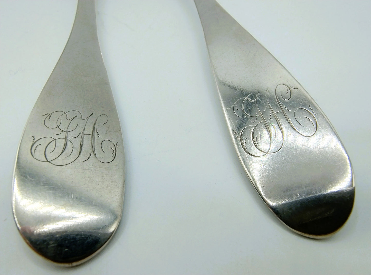 2 Silver spoons, Delheid Fréres, Brussels, Belgium, ca. 1850