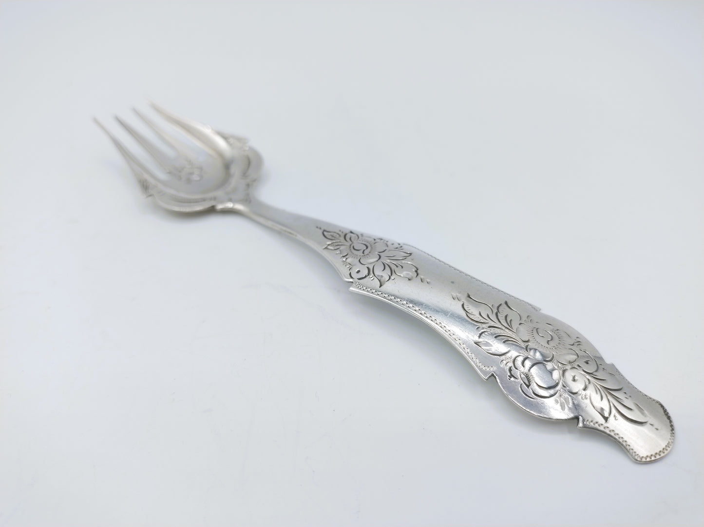 Silver pickle fork, J. van de Ree, Schoonhoven, 1866