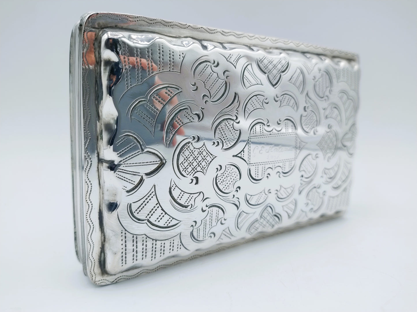 Silver tobacco box, C. Monteban, Schoonhoven, 1869