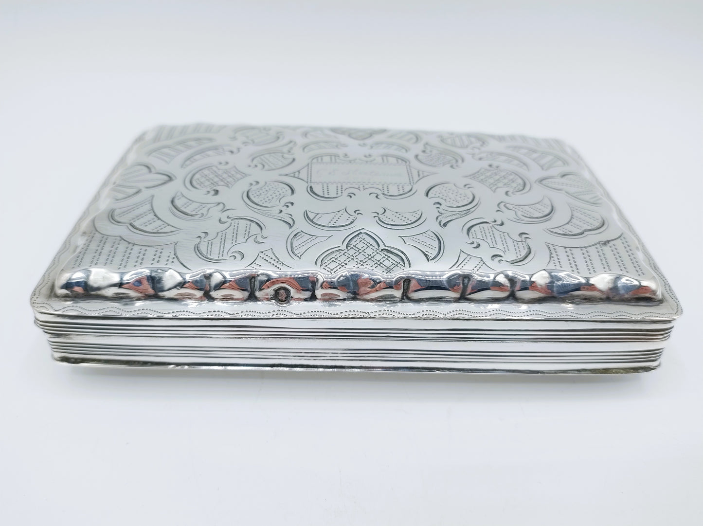 Silver tobacco box, C. Monteban, Schoonhoven, 1869