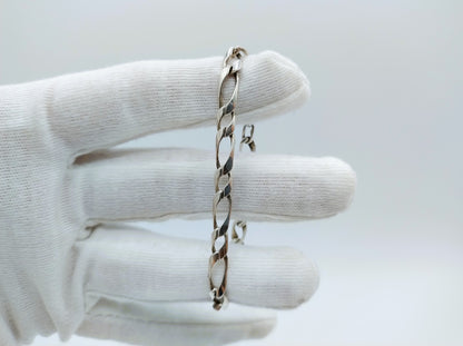Zilveren unisex figaro schakel armband, 17 cm.