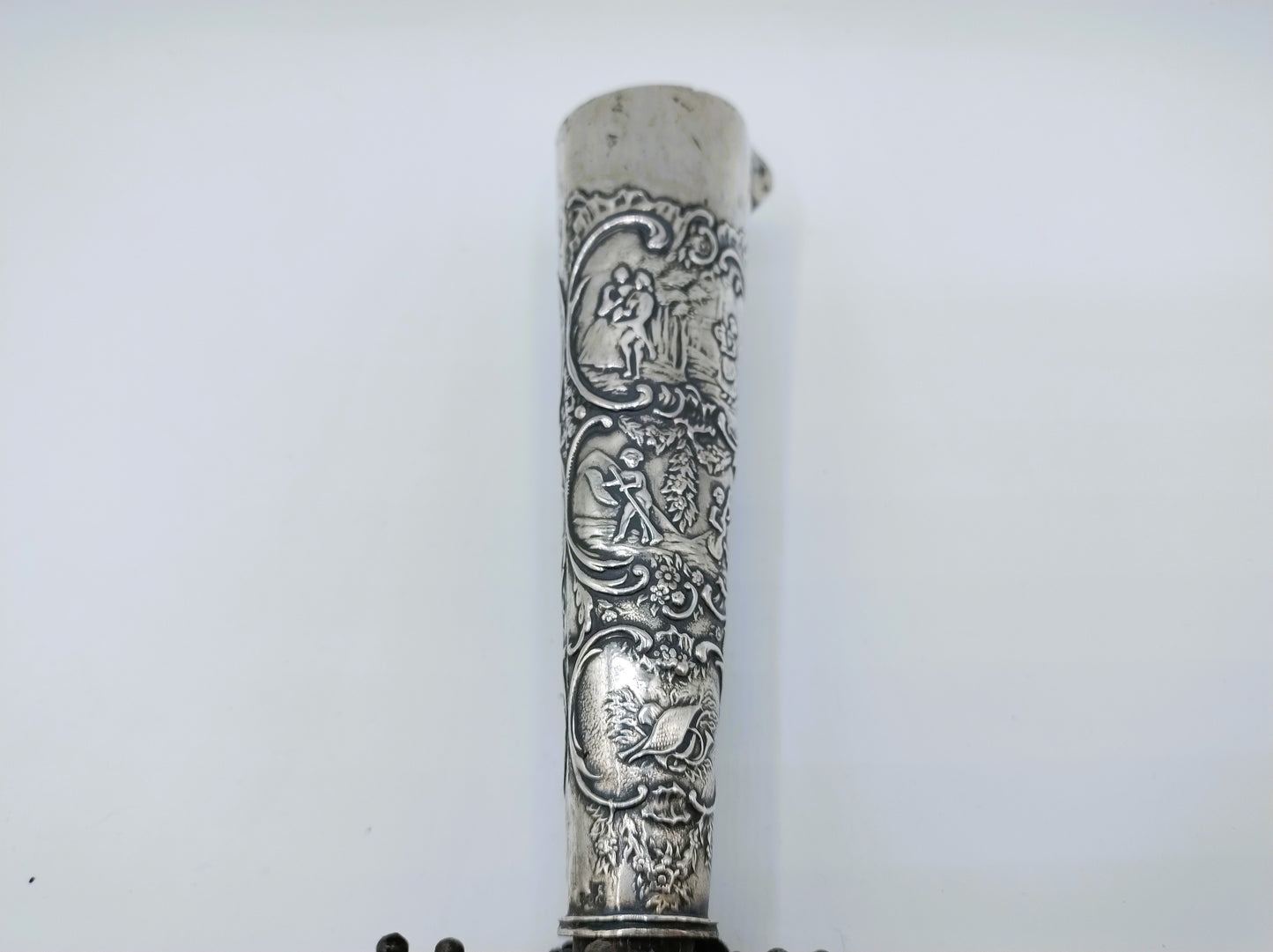 Antieke paraplu met zilveren handvat (mesheft), Hooijkaas,  L. Lewis, 1892