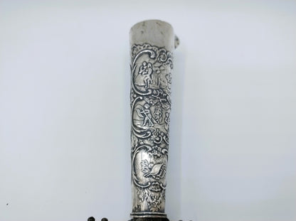 Antieke paraplu met zilveren handvat (mesheft), Hooijkaas,  L. Lewis, 1892