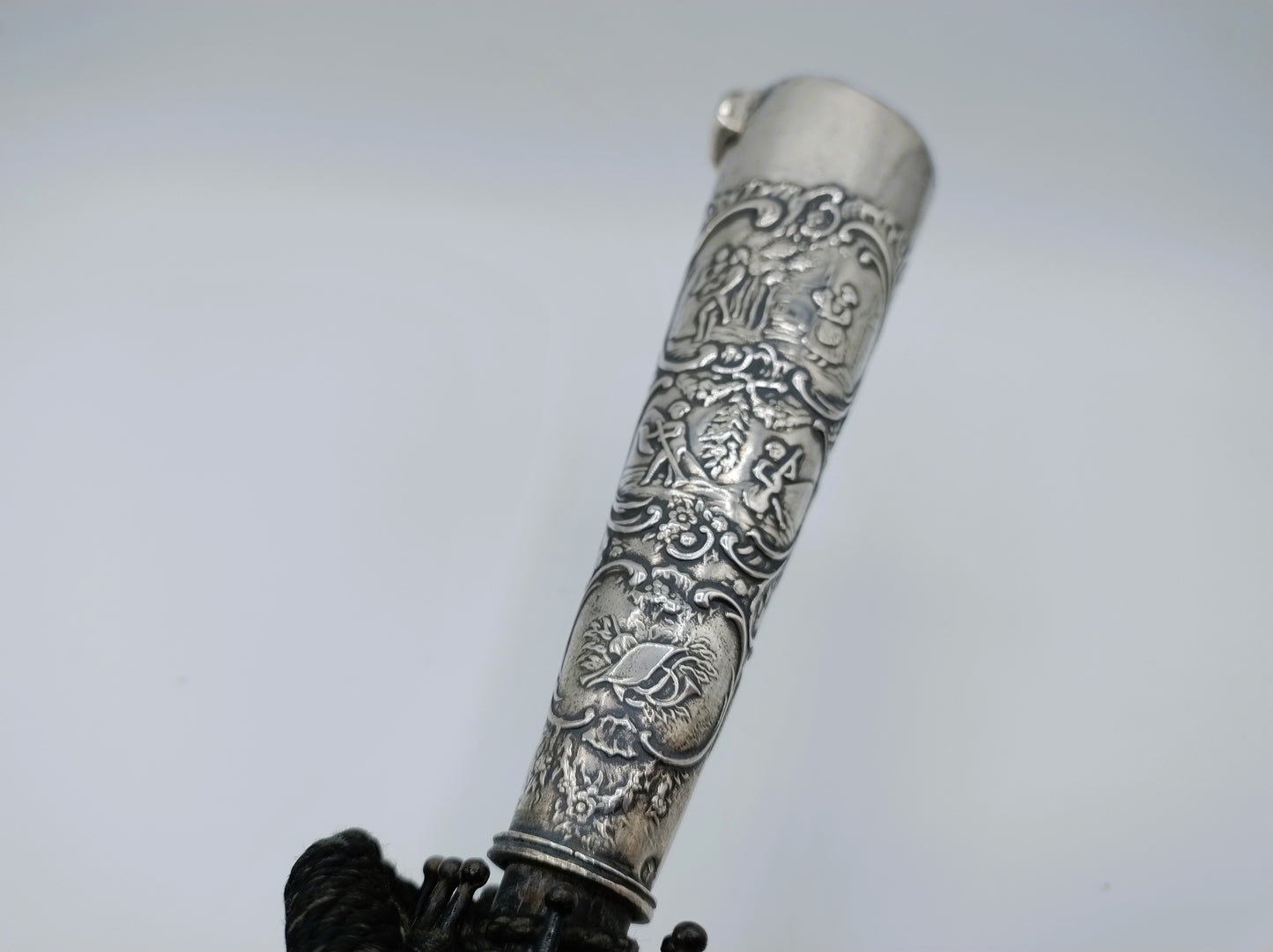 Antieke paraplu met zilveren handvat (mesheft), Hooijkaas,  L. Lewis, 1892