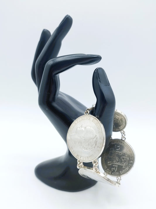 Silberarmband aus 4 Wilhelmina-Rijksdaaldern, 19 cm