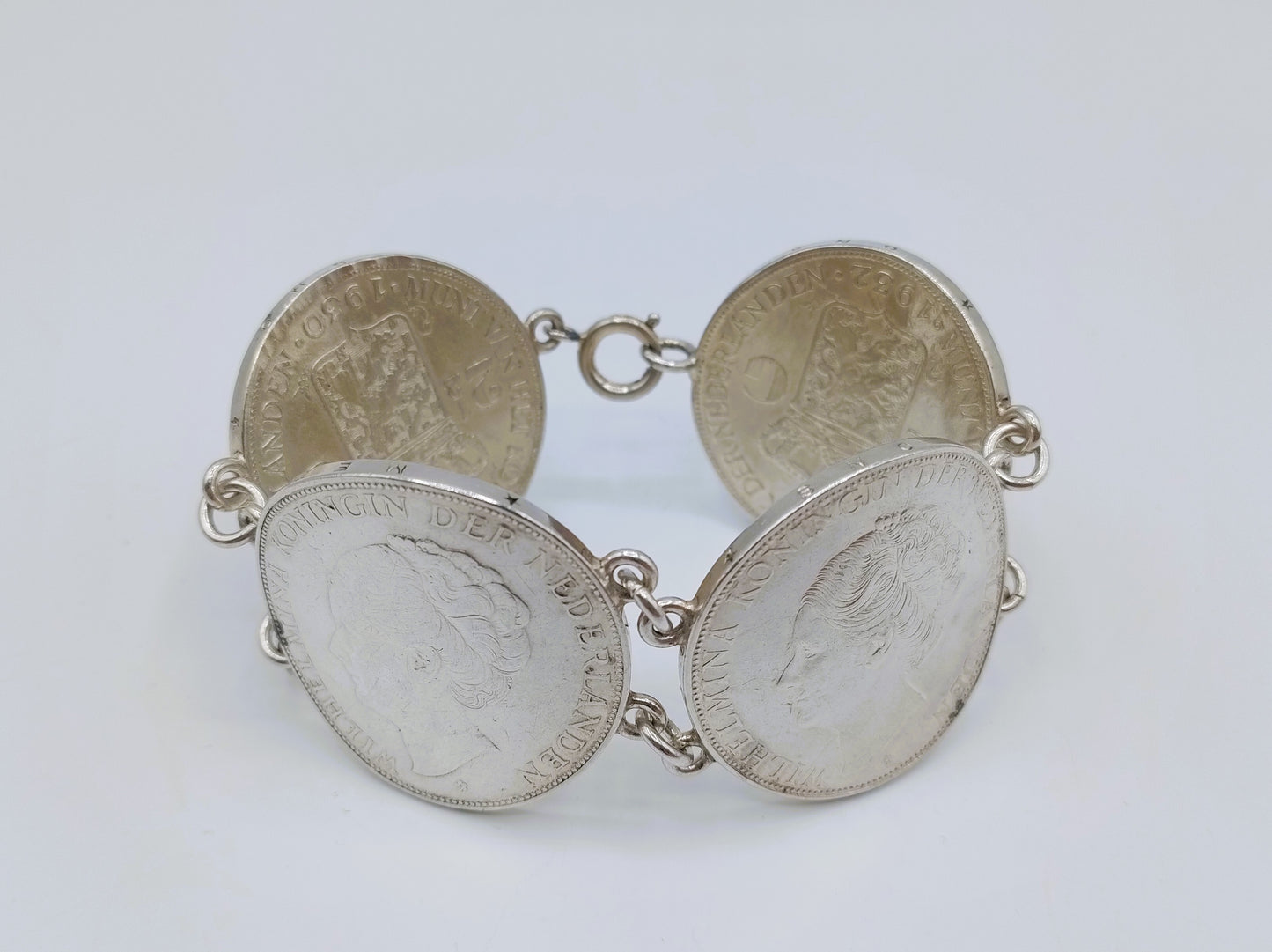 Silberarmband aus 4 Wilhelmina-Rijksdaaldern, 19 cm